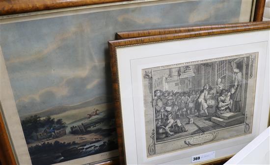 After Hogarth The Industrious apprentice and a foxhunting print